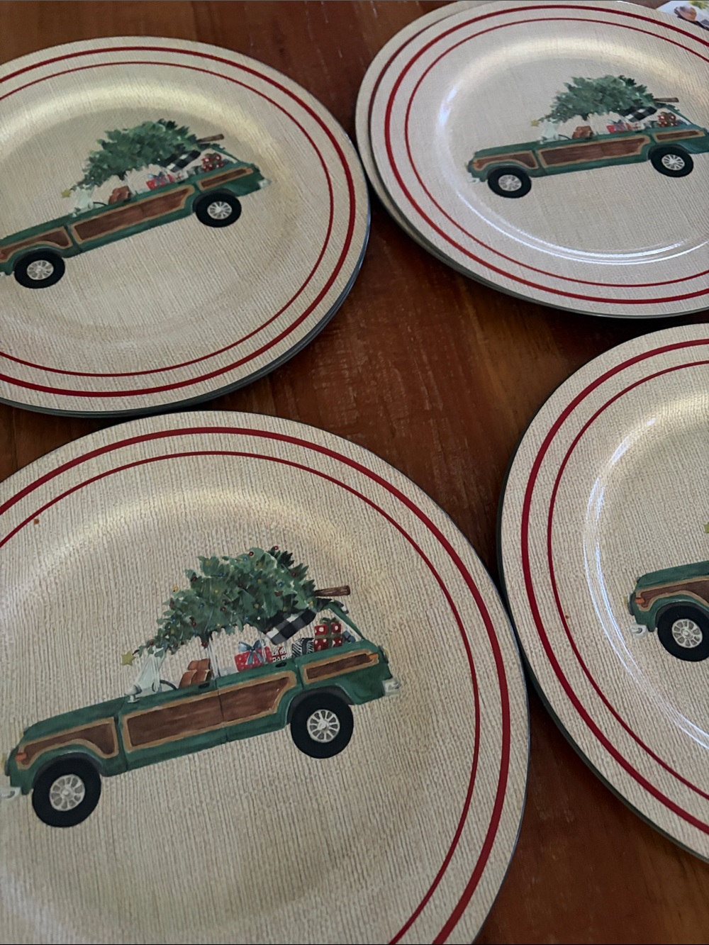 Ashland Holiday Tree Truck Decorative Dinner Plates, Set of 8 NWT